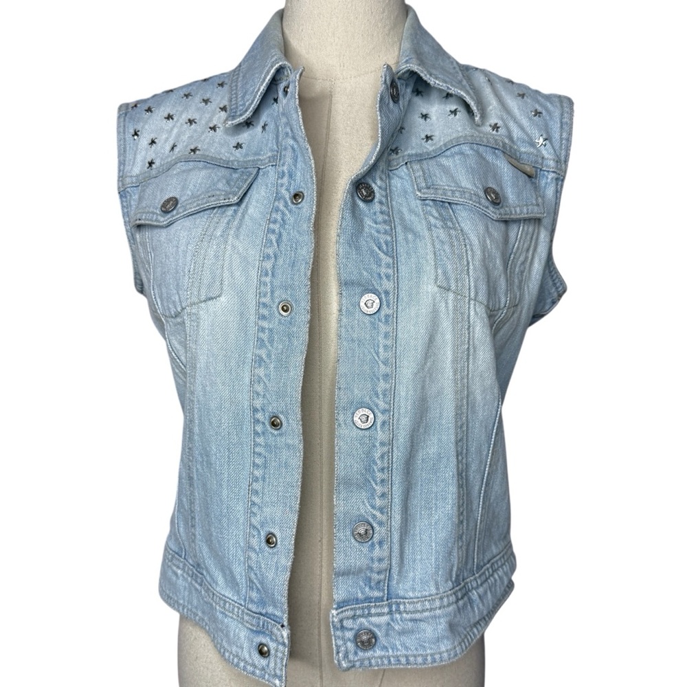 VERSACE‎ JEANS COUTURE Star Studded Vintage Denim Vest Italy Size Small - Picture 3 of 14